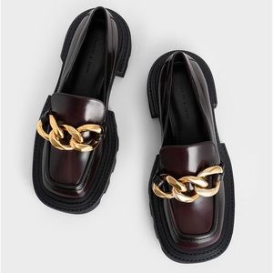 Chunky Chain Loafers, loafers, maroon loafers, chunky loafers, women’s loafers